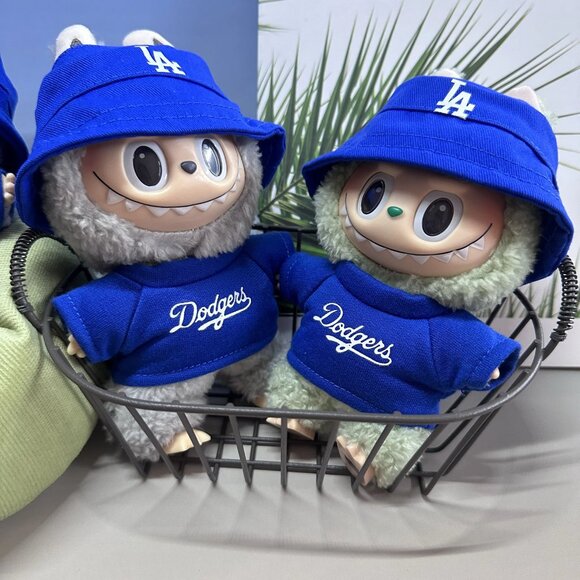 LA Dodgers Outfit for Labubu, Baseball Blue and white Sweatshirt, Bucket Hat Set - Picture 7 of 10